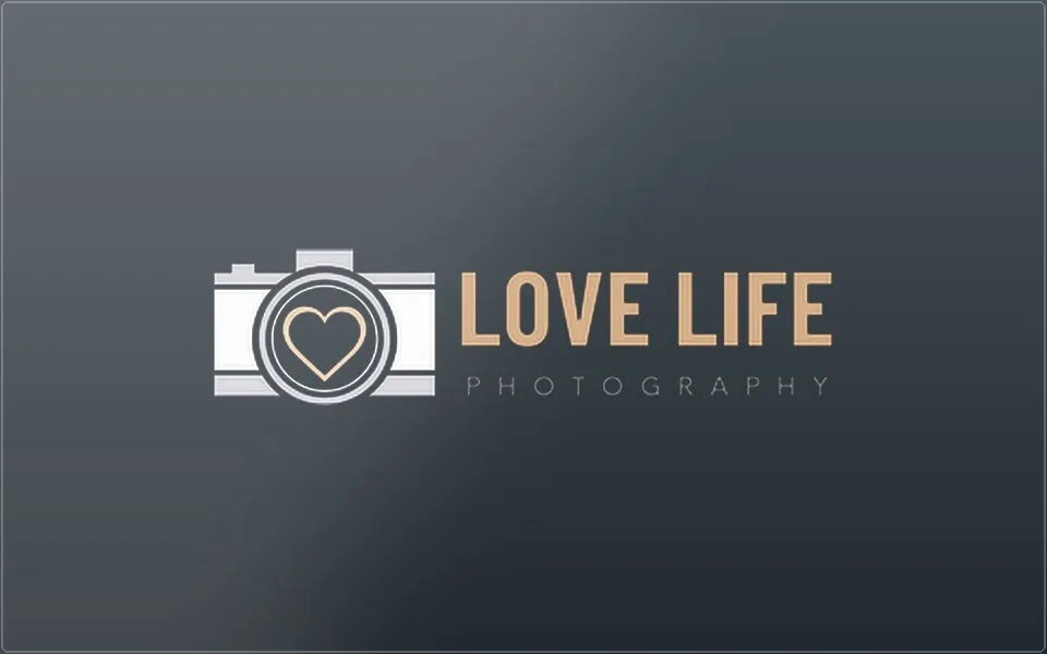 Love Life Photography logo on a charcoal glass plate
