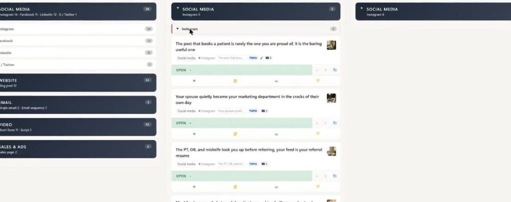 Eddie's own Really For Me content board, with approved posts ready to copy