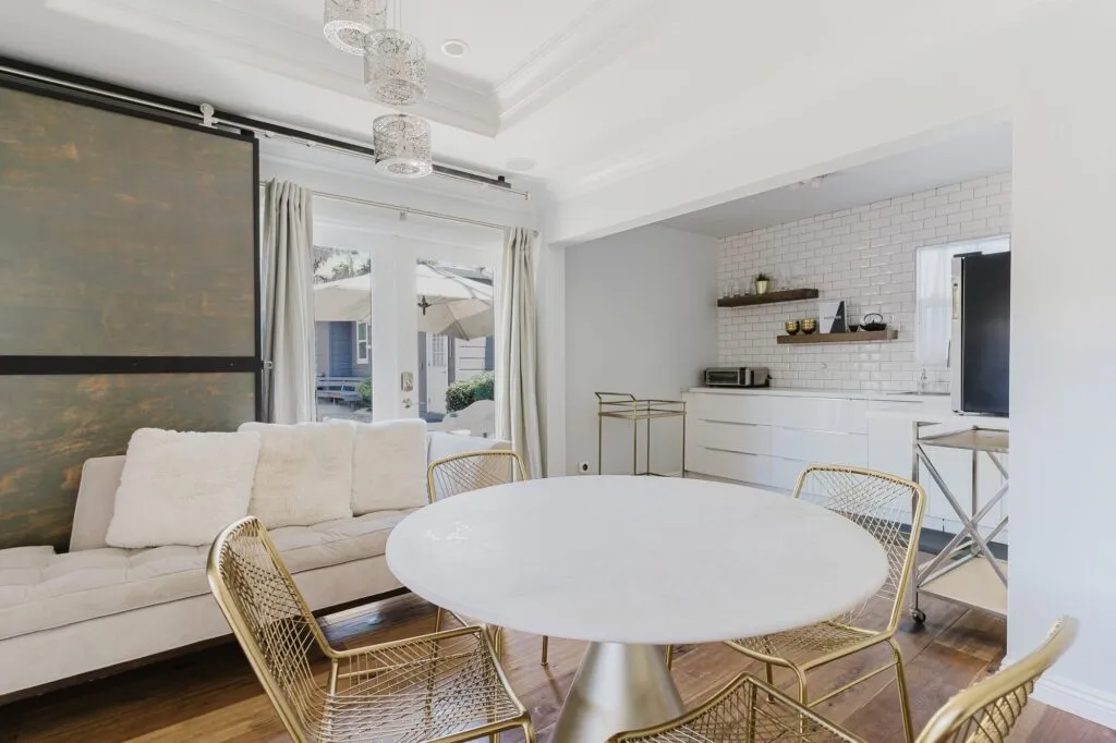 Airbnb living and dining room in San Diego, bright and clean