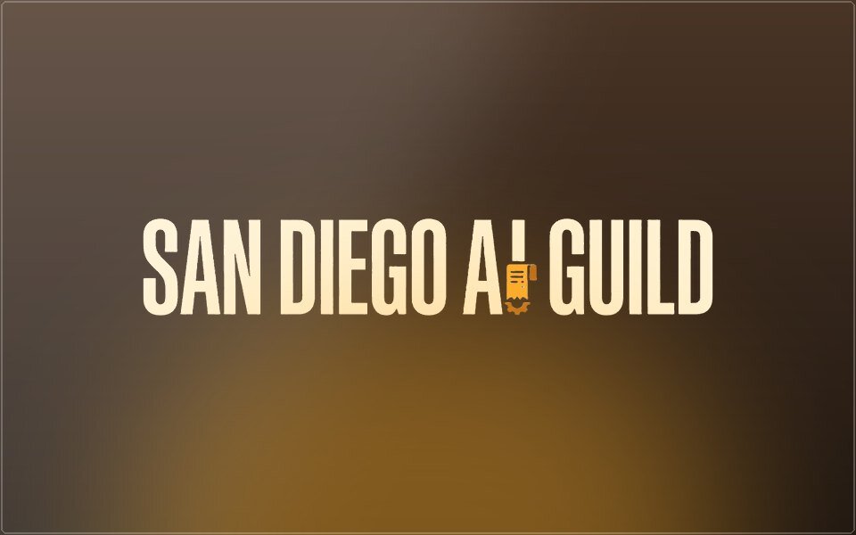 San Diego AI Guild logo on an espresso glass plate