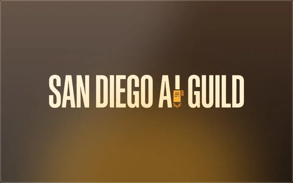 San Diego AI Guild logo on an espresso glass plate